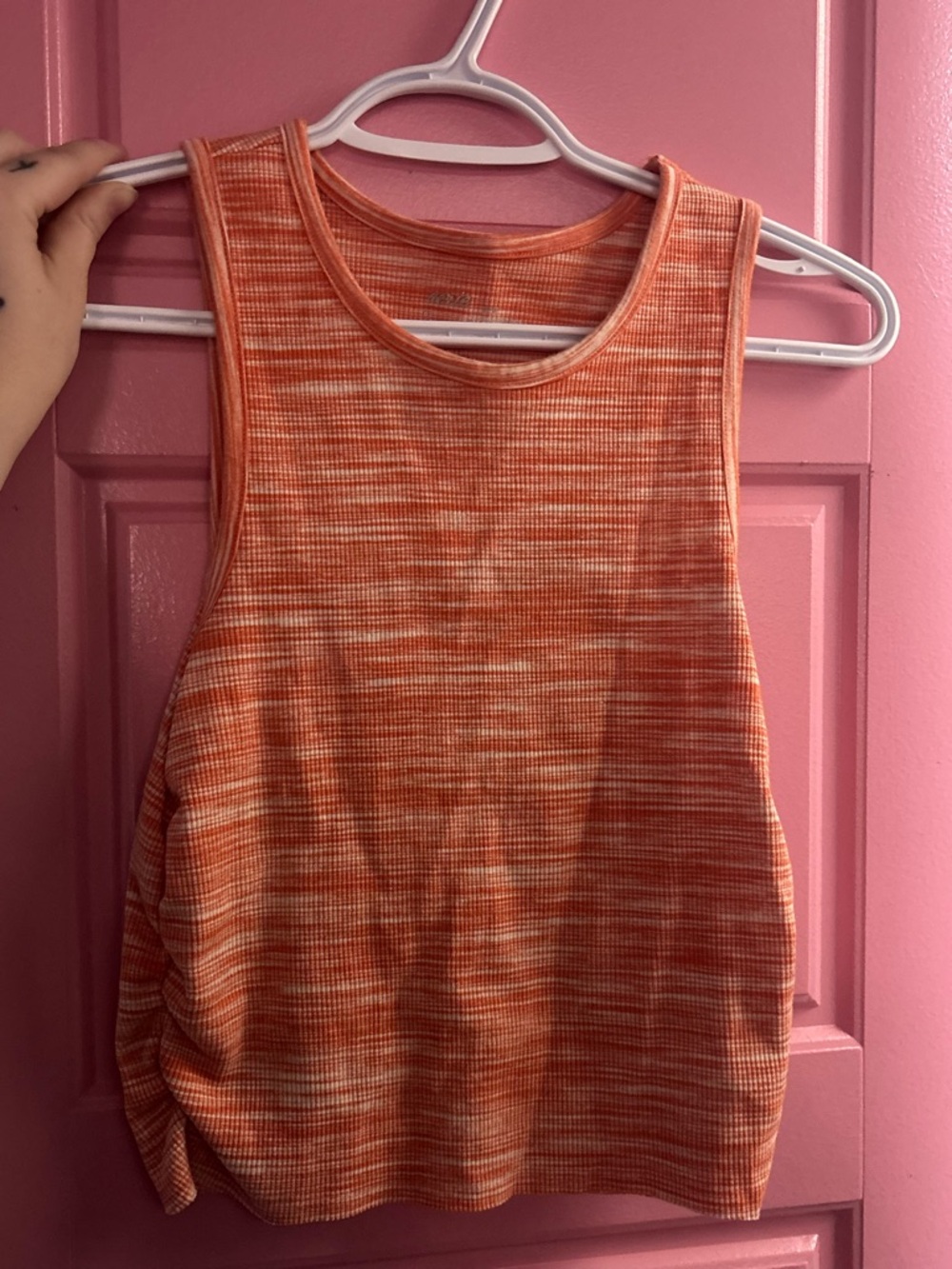 ARIE Sleeveless Orange Marled Tank Top